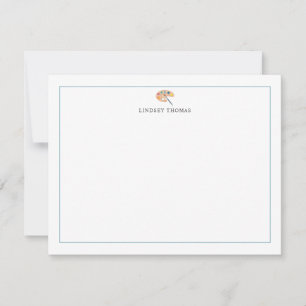 Paint Palette Blue Border Personalised Stationery Card