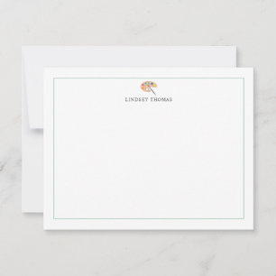 Paint Palette Green Border Personalised Stationery Card