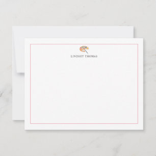 Paint Palette Pink Border Personalised Stationery Card