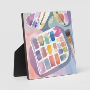 Paint Palette Pretty Art Colourful Watercolor Plaque