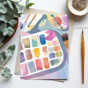 Paint Palette   Pretty Art Colourful Watercolor Postcard