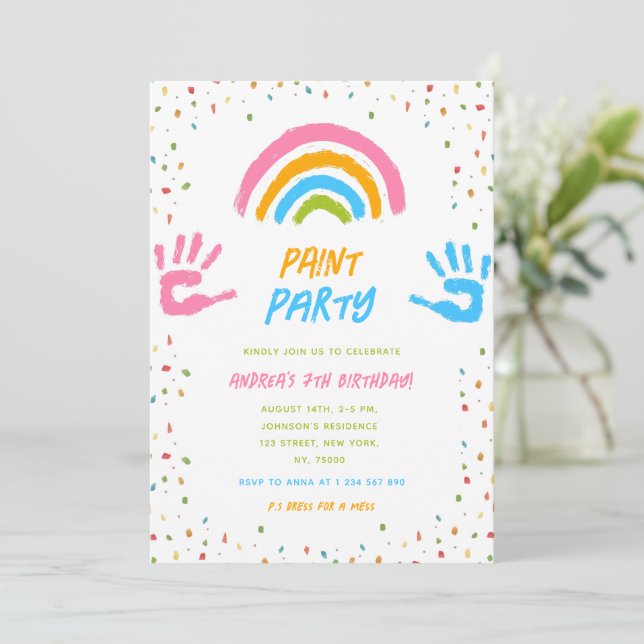 Paint Party Any Age Kid's Painting Art Birthday Invitation (Standing Front)