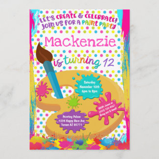 Paint Party Art Painting Birthday Invitations