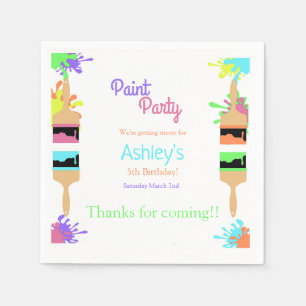 Paint Party Invitation, Art Party, Birthday  Napkin