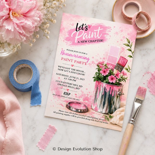 Paint Party Watercolor  Housewarming Invitation (Creator Uploaded)