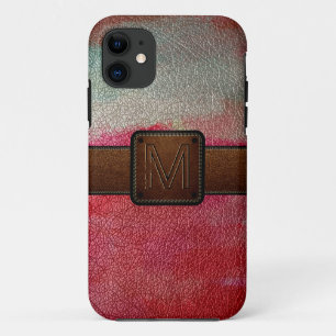 Paint red leather look brown tag Case-Mate iPhone case