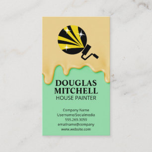 Paint Roller Icon   Dripping Paint Business Card