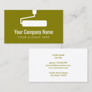 Paint rolller logo modern olive green business card