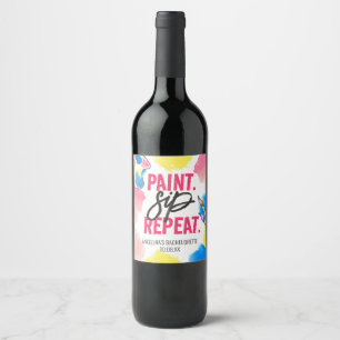 Paint Sip Repeat Bachelorette Wine Party Favour Label
