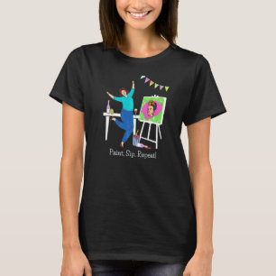 Paint Sip Repeat Paint Party Girl's Night Fun T-Shirt