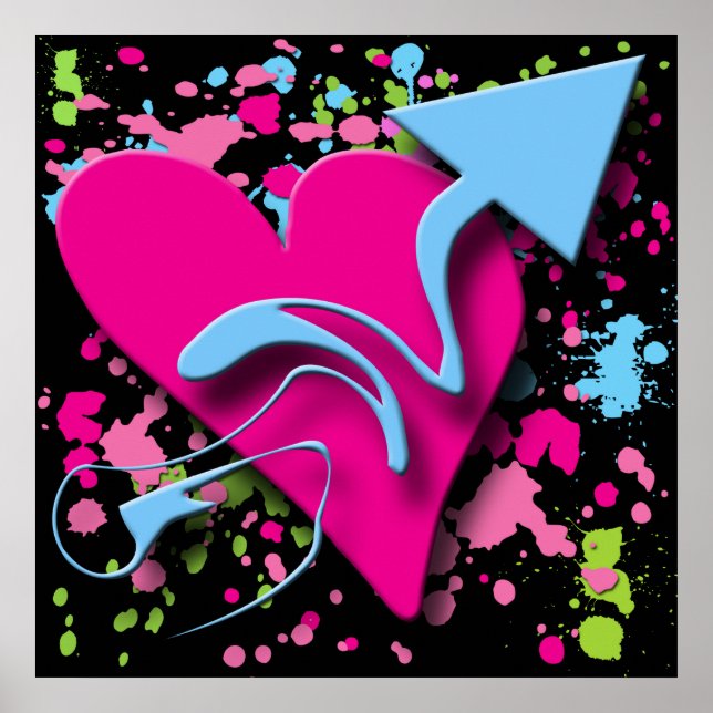 PAINT SLATTER HEART AND ARROW POSTER (Front)