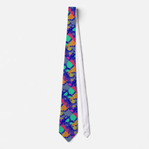 Paint Spats Colourful Mans Tie Blue Background