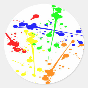 Paint splash abstract art colourful classic round sticker
