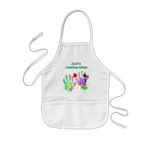Paint Splash and Hand Print Artist Kids Apron