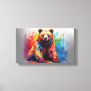 Paint Splash Bear Canvas Print
