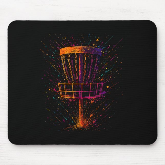 Paint Splash Disc Golf Basket Golfer Golfing Sport Mouse Pad (Front)