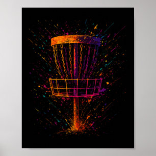 Paint Splash Disc Golf Basket Golfer Golfing Sport Poster