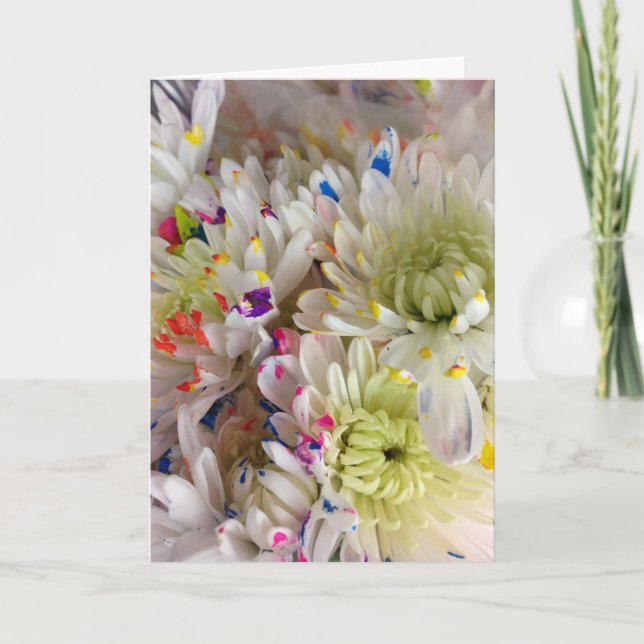 Paint Splash Flower Birthday Frameable 7x5 Card (Front)