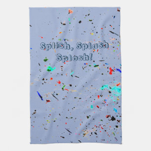 Paint Splashes and Spots Abstract Art Tea Towel