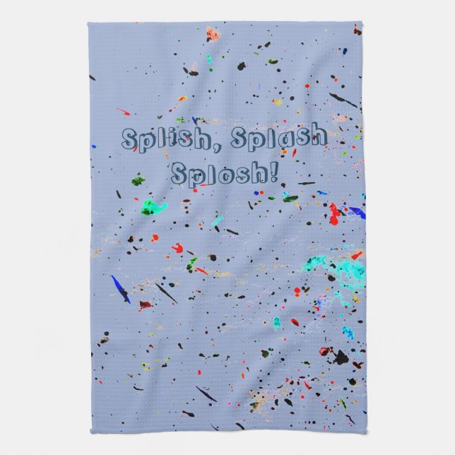 Paint Splashes and Spots Abstract Art Tea Towel (Vertical)
