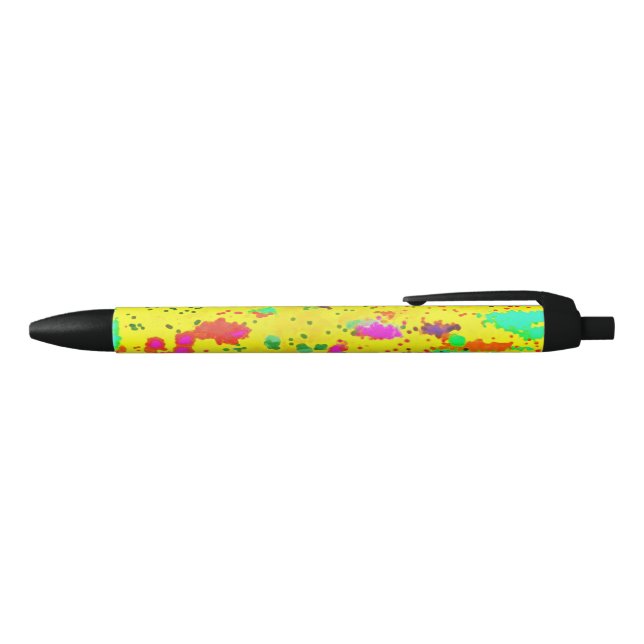 Paint splashes on a yellow background black ink pen (Top)
