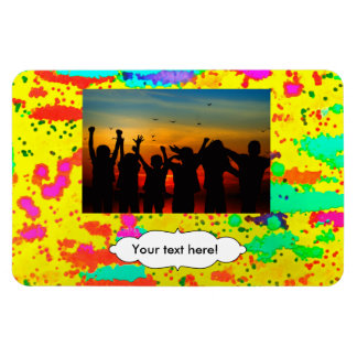 Paint splashes on a yellow background magnet
