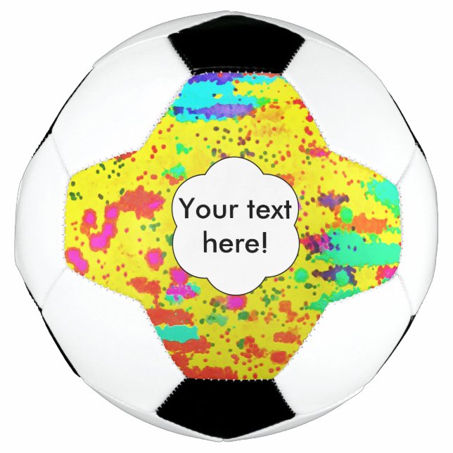 Paint splashes on a yellow background soccer ball (Front)
