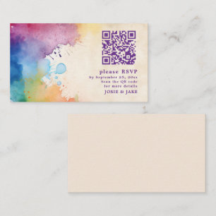 Paint splashes RSVP QR Code Enclosure Card