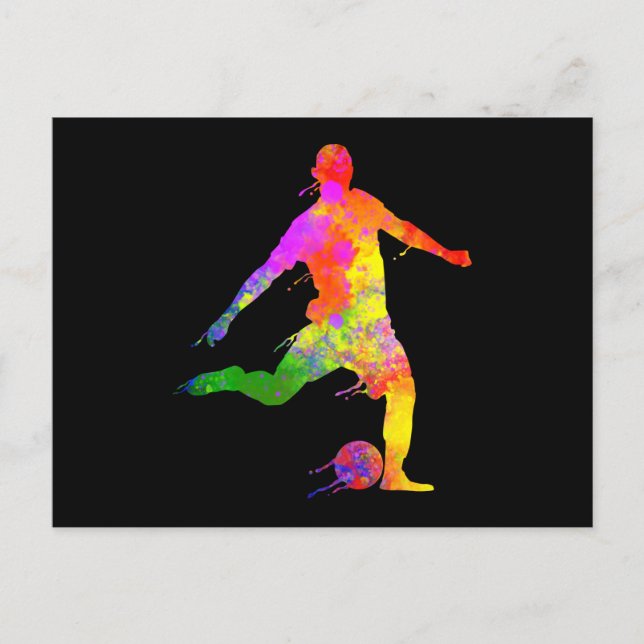 Paint Splashes Soccer Lover Graphic Soccer Player Postcard (Front)