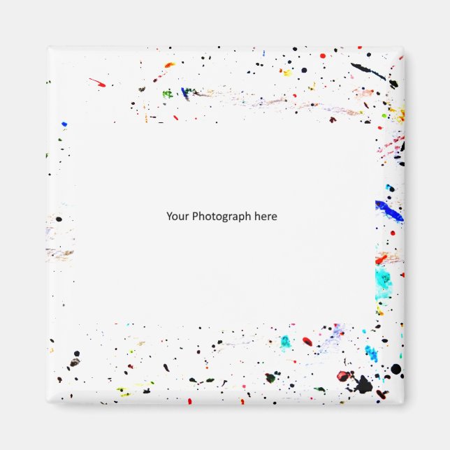 Paint Splashes Speckled Photo Template Magnet (Front)