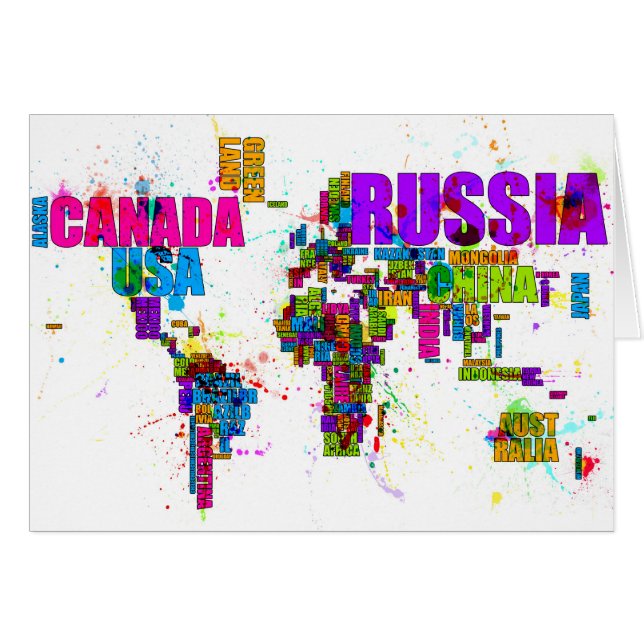 Paint Splashes Text Map of the World (Front Horizontal)