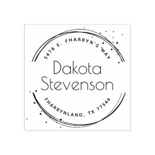 Paint Splat Create Your Own Abstract Round Address Rubber Stamp