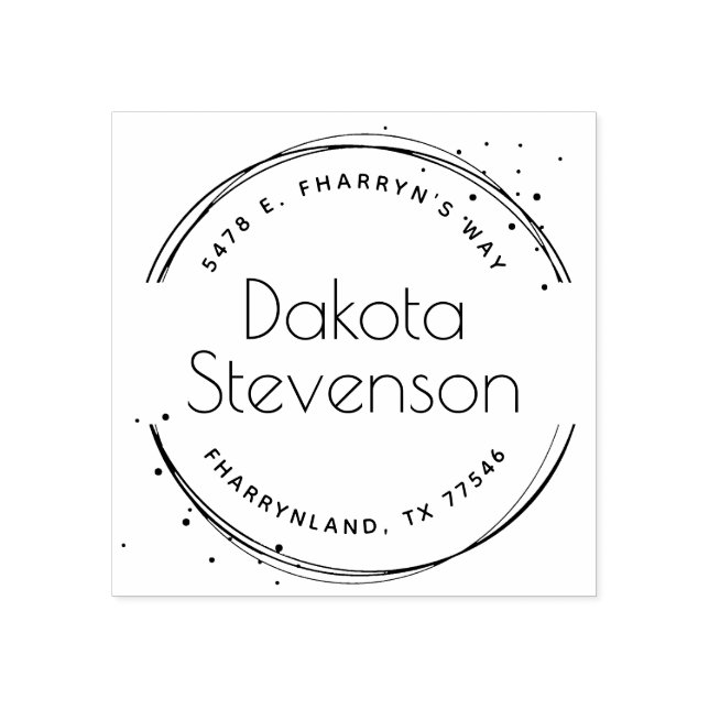 Paint Splat Create Your Own Abstract Round Address Rubber Stamp (Imprint)