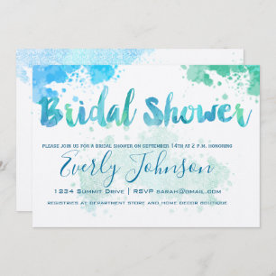 Paint Splat Watercolor Bridal Shower Invitations