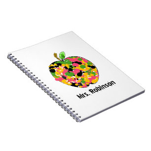 Paint Splatter Apple Spiral Notebook For Teachers