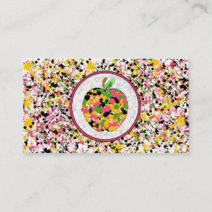 Paint Splatter Apple Teacher Business Card