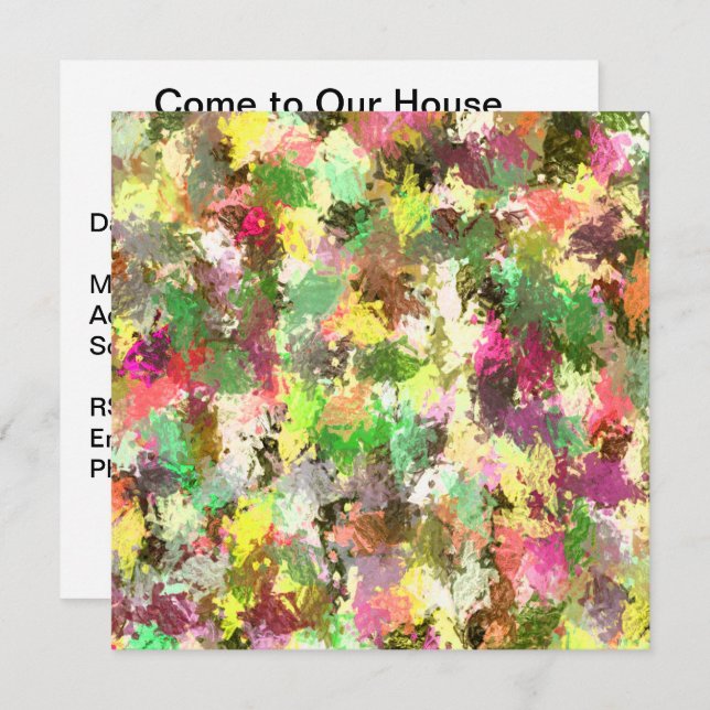 Paint Splatter Art Autumn Leaves Housewarming  Invitation (Front/Back)