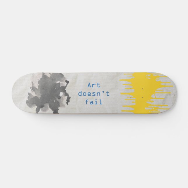 Paint splatter art design. Black and yellow combin Skateboard (Horz)