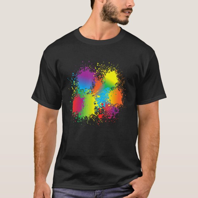 Paint Splatter Artist Painter Make Splash Birthday T-Shirt (Front)