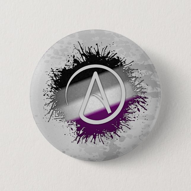 Paint Splatter Asexual Pride Atheist Symbol 6 Cm Round Badge (Front)