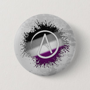 Paint Splatter Asexual Pride Atheist Symbol 6 Cm Round Badge