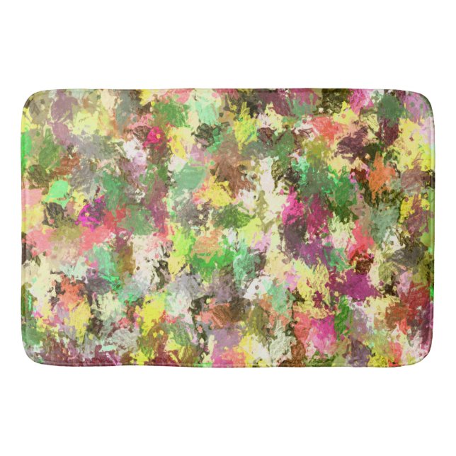 Paint Splatter Autumn Colour Leaves Abstract Bath Mat (Front)