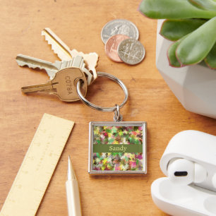 Paint Splatter Autumn Colour Leaves Abstract Key Ring