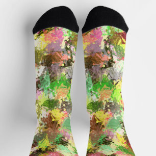 Paint Splatter Autumn Colour Leaves Abstract Socks
