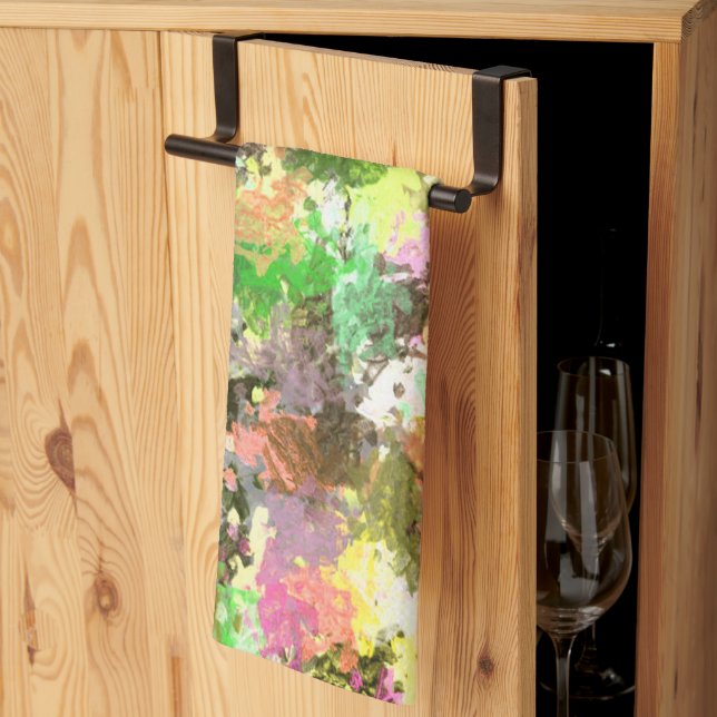 Paint Splatter Autumn Colour Leaves Abstract Tea Towel (Thirds Fold)