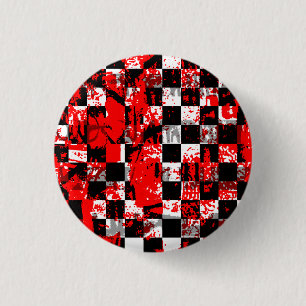 Paint Splatter Chequerboard Graphic 3 Cm Round Badge