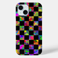 Paint Splatter Chequered Board Pattern