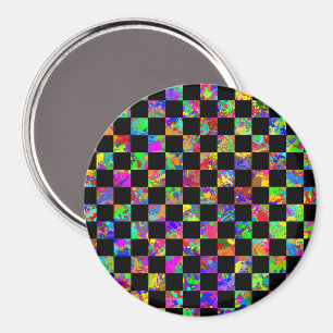 Paint Splatter Chequered Board Pattern  Magnet
