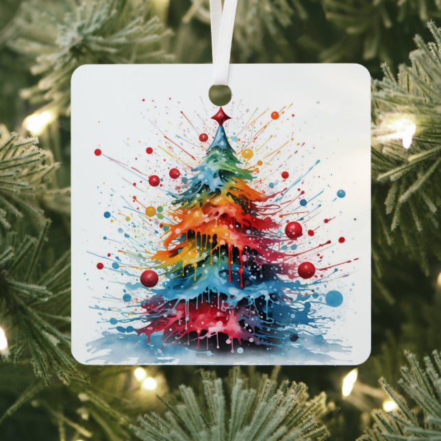 paint splatter christmas tree design  metal tree decoration (Insitu)
