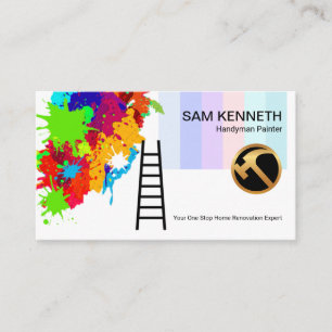Paint Splatter Colourful Painted Wall Handyman Bus Business Card